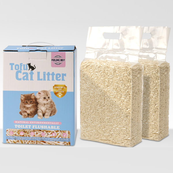 Tofu Cat Litter 11.2LB(5.6lb×2bag) Clumping, 100% Natrual Raw Materials, Clumping,Flush able,Ultra Absorbent and Fast Drying,Solubility in Water,Really Dust-Free,Less Scattering