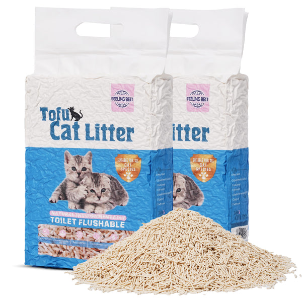 Tofu Cat Litter 11.2 LB (5.6 lb×2bag) Clumping, 100% Natural Raw Materials, Clumping,Flush able,Ultra Absorbent and Fast Drying,Solubility in Water,Really Dust-Free,Less Scattering